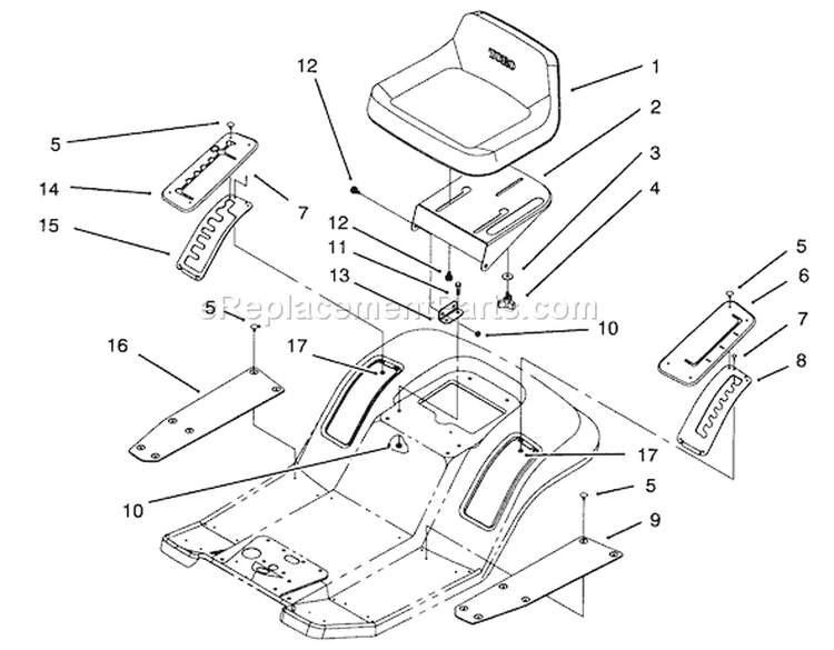 Seat Assembly Diagram and Parts List for 71184 5900001-5910000 - 1995 Toro Lawn Tractor