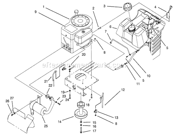 Engine Assembly Diagram and Parts List for 71184 5900001-5910000 - 1995 Toro Lawn Tractor