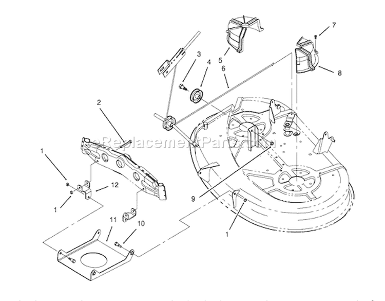 Cable & Cover Assembly (38" Cutting Unit) Diagram and Parts List for 71184 6900001-6999999 - 1996 Toro Lawn Tractor