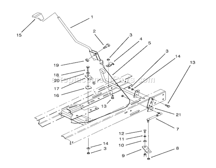 Shift Assembly Diagram and Parts List for 71184 6900001-6999999 - 1996 Toro Lawn Tractor