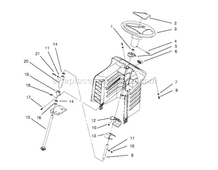 Steering Assembly Diagram and Parts List for 71184 6900001-6999999 - 1996 Toro Lawn Tractor
