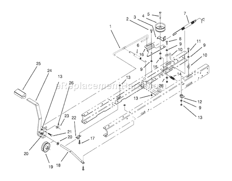 Clutch Assembly Diagram and Parts List for 71184 6900001-6999999 - 1996 Toro Lawn Tractor