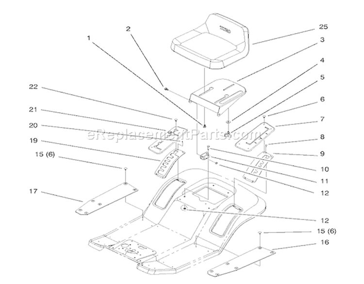 Seat Assembly Diagram and Parts List for 71189 7900001-7999999 - 1997 Toro Lawn Tractor