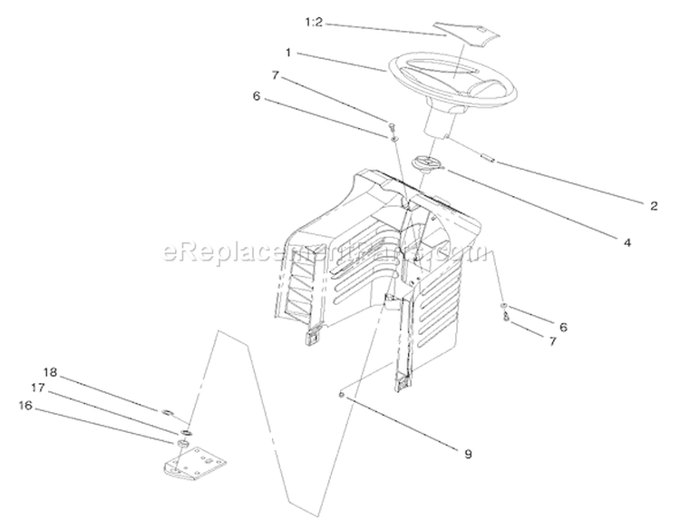 Steering Assembly Diagram and Parts List for 71189 7900001-7999999 - 1997 Toro Lawn Tractor