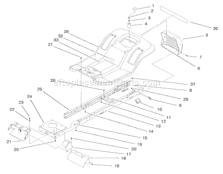 Frame Assembly Diagram and Parts List for 71189 8900001-8999999 - 1998 Toro Lawn Tractor