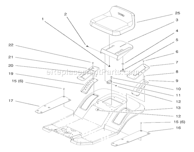 Seat Assembly Diagram and Parts List for 71189 8900001-8999999 - 1998 Toro Lawn Tractor
