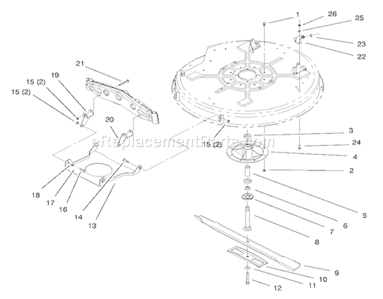 Spindle & Blade Assembly Diagram and Parts List for 71189 8900001-8999999 - 1998 Toro Lawn Tractor
