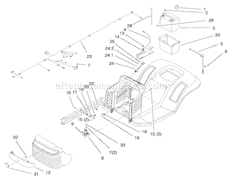 Electrical Assembly Diagram and Parts List for 71189 8900001-8999999 - 1998 Toro Lawn Tractor