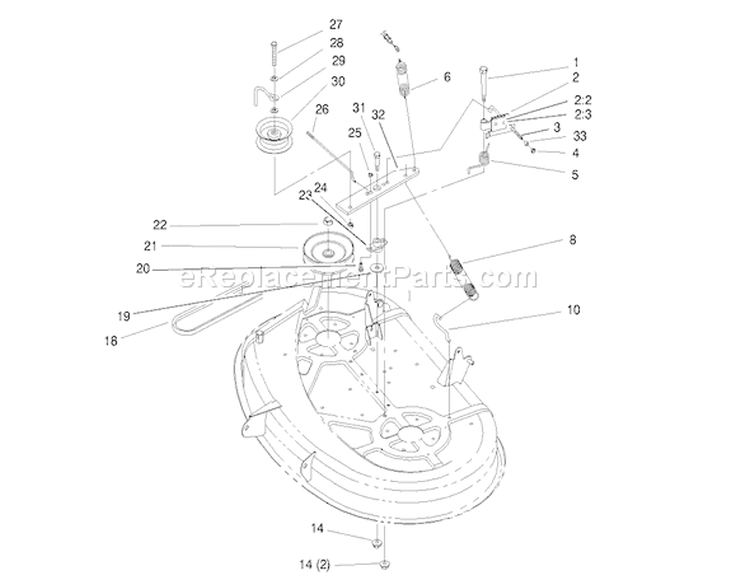 Pulley & Belt Assembly (38" Cutting Unit) Diagram and Parts List for 71190 7900001-7999999 - 1997 Toro Lawn Tractor