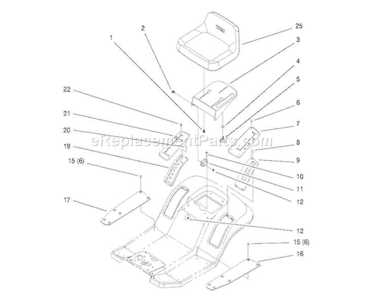 Seat Assembly Diagram and Parts List for 71190 7900001-7999999 - 1997 Toro Lawn Tractor