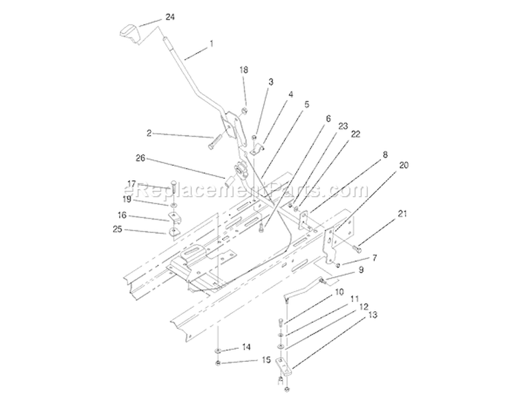 Shift Assembly Diagram and Parts List for 71190 7900001-7999999 - 1997 Toro Lawn Tractor