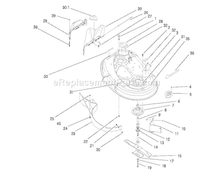 Deck Assembly (38" Cutting Unit) Diagram and Parts List for 71190 7900001-7999999 - 1997 Toro Lawn Tractor