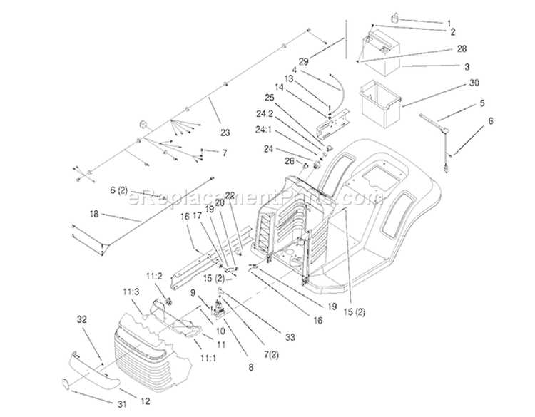 Electrical Assembly Diagram and Parts List for 71190 7900001-7999999 - 1997 Toro Lawn Tractor