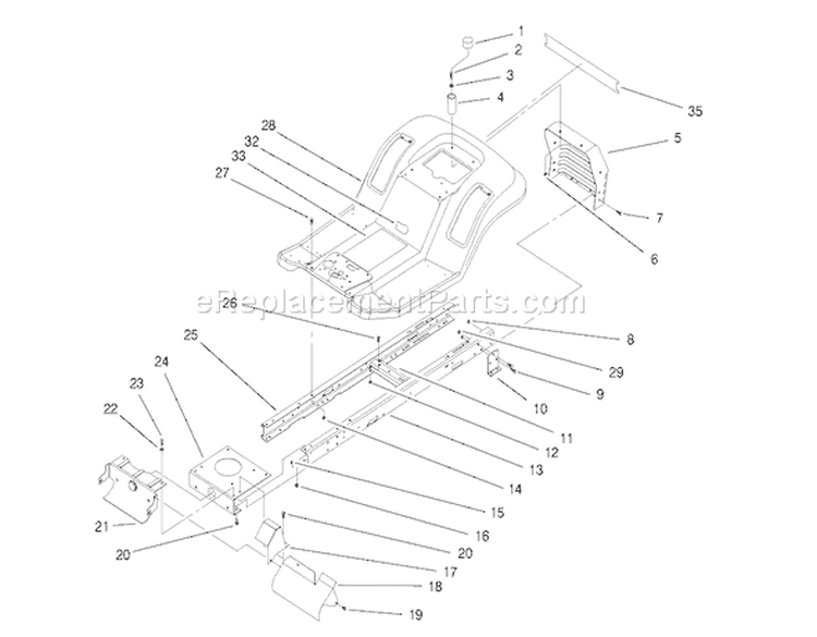 Frame Assembly Diagram and Parts List for 71190 7900001-7999999 - 1997 Toro Lawn Tractor