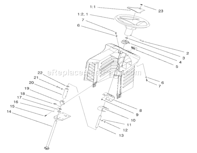 Steering Assembly Diagram and Parts List for 71190 8900001-8999999 - 1998 Toro Lawn Tractor