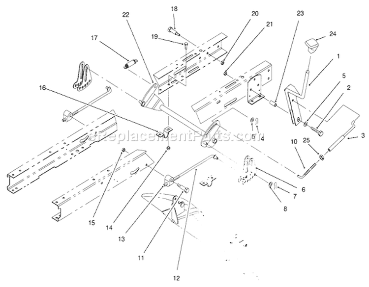 Height Of Cut Assembly Diagram and Parts List for 71196 6900001-6999999 - 1996 Toro Lawn Tractor