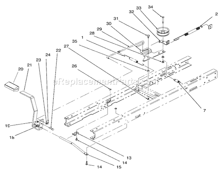 Clutch Assembly Diagram and Parts List for 71196 6900001-6999999 - 1996 Toro Lawn Tractor