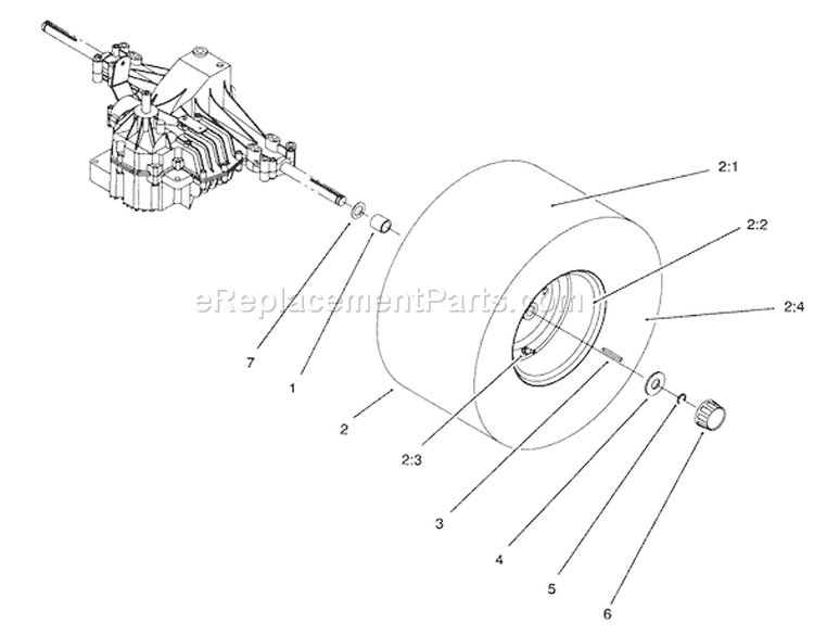 Rear Axle Assembly Diagram and Parts List for 71196 6900001-6999999 - 1996 Toro Lawn Tractor