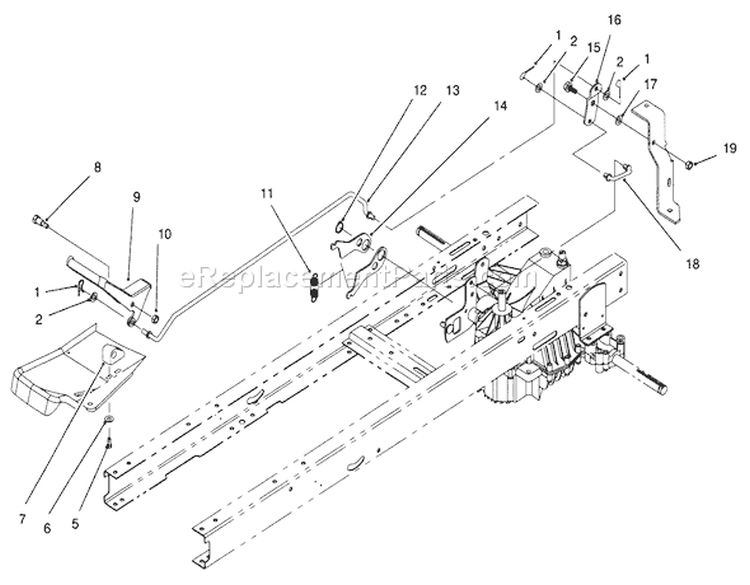 Speed Control Assembly Diagram and Parts List for 71196 6900001-6999999 - 1996 Toro Lawn Tractor
