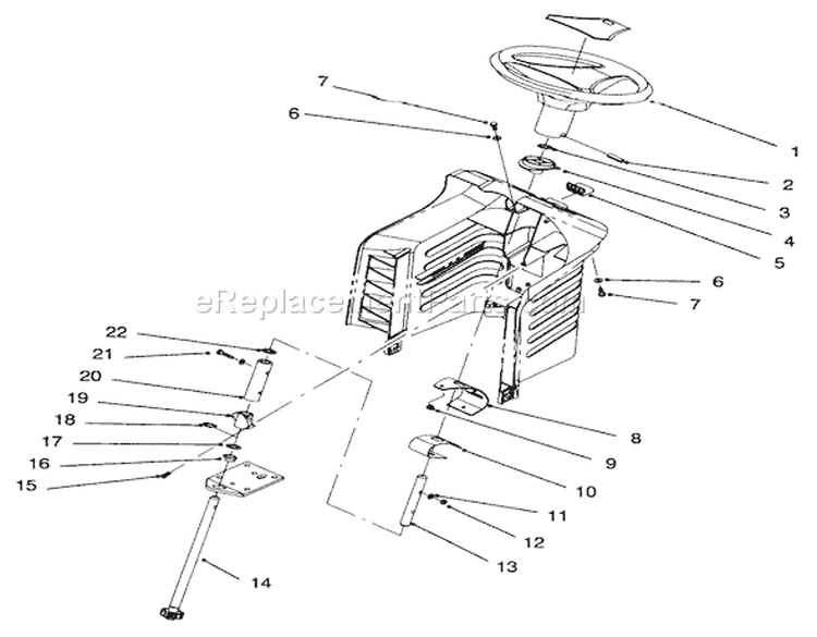 Steering Assembly Diagram and Parts List for 71196 6900001-6999999 - 1996 Toro Lawn Tractor