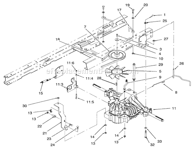 Transaxle Assembly Diagram and Parts List for 71196 6900001-6999999 - 1996 Toro Lawn Tractor