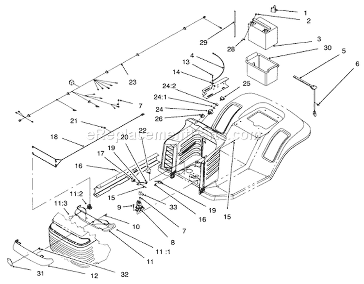 Electrical Assembly Diagram and Parts List for 71196 6900001-6999999 - 1996 Toro Lawn Tractor