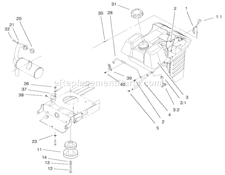 Engine Systems Components Assembly Diagram and Parts List for 71199 200000001-200999999 - 2000 Toro Lawn Tractor