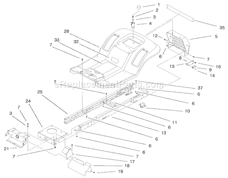 Frame & Body Assembly Diagram and Parts List for 71199 200000001-200999999 - 2000 Toro Lawn Tractor