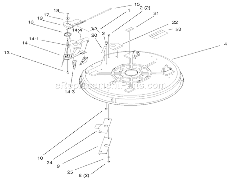 32" Deck Components Assembly Diagram and Parts List for 71199 200000001-200999999 - 2000 Toro Lawn Tractor