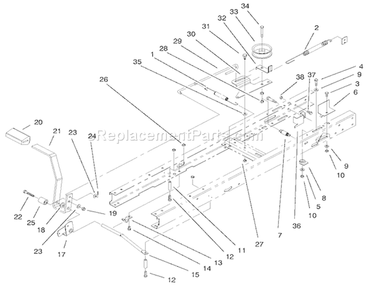 Traction Clutching Components Assembly Diagram and Parts List for 71199 200000001-200999999 - 2000 Toro Lawn Tractor