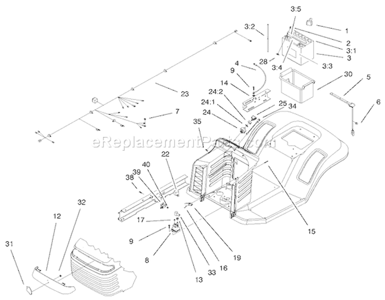 Electrical Components Assembly Diagram and Parts List for 71199 200000001-200999999 - 2000 Toro Lawn Tractor