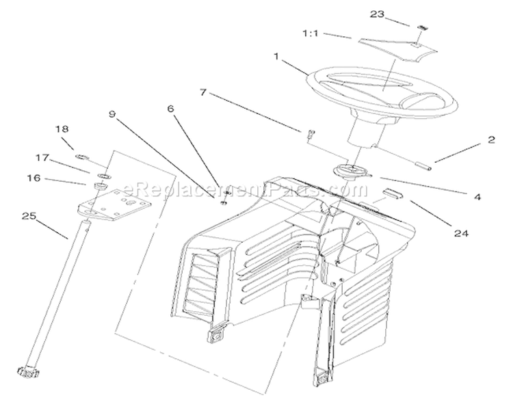 Fixed Steering Assembly Diagram and Parts List for 71199 220000001-220999999 - 2002 Toro Lawn Tractor