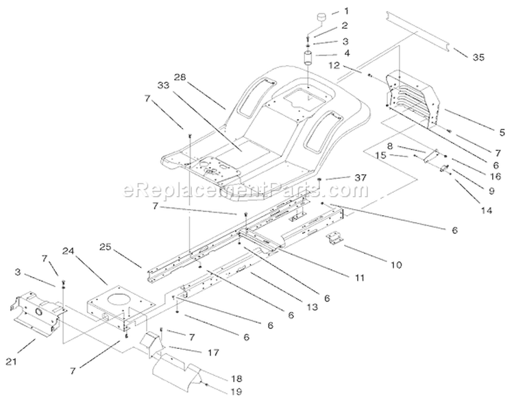 Frame & Body Assembly Diagram and Parts List for 71199 220000001-220999999 - 2002 Toro Lawn Tractor