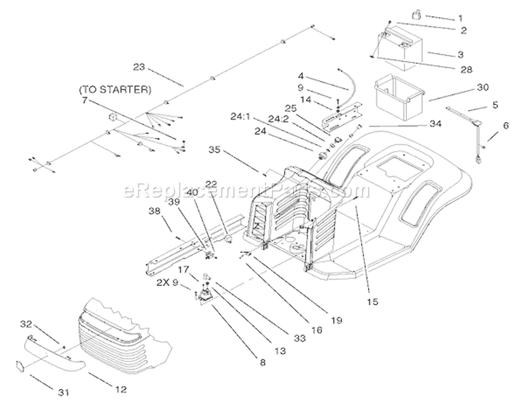 Electrical Components Assembly Diagram and Parts List for 71199 220000001-220999999 - 2002 Toro Lawn Tractor
