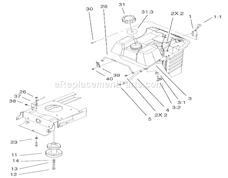 Engine System Assembly Diagram and Parts List for 71199 230000001-230999999 - 2003 Toro Lawn Tractor