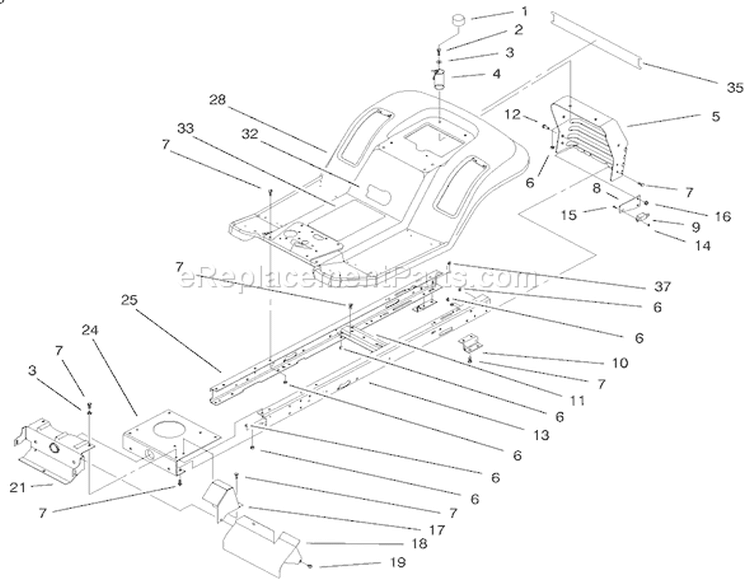 Frame & Body Assembly Diagram and Parts List for 71199 9900001-9999999 - 1999 Toro Lawn Tractor