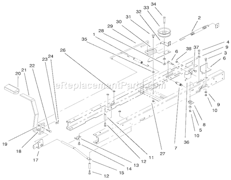Traction Clutching Components Assembly Diagram and Parts List for 71199 9900001-9999999 - 1999 Toro Lawn Tractor