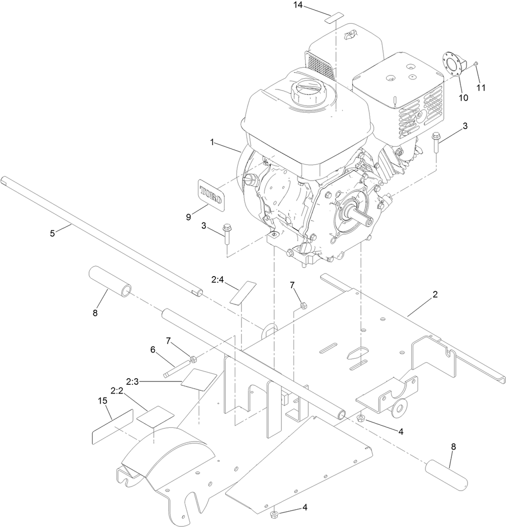 Engine And Frame Assembly Diagram and Parts List for 22615G 402000000 - 404319999 Toro Stump Grinder