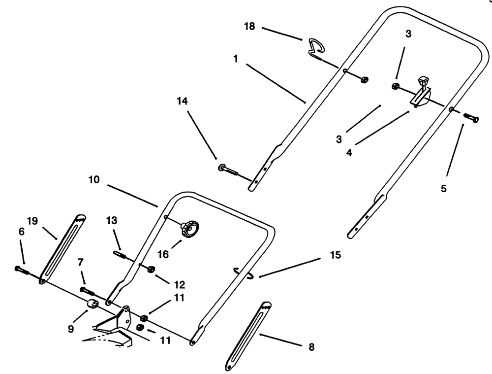 Handle Assembly Diagram and Parts List for 20433 39000001 - 39999999 Toro Lawn Mower