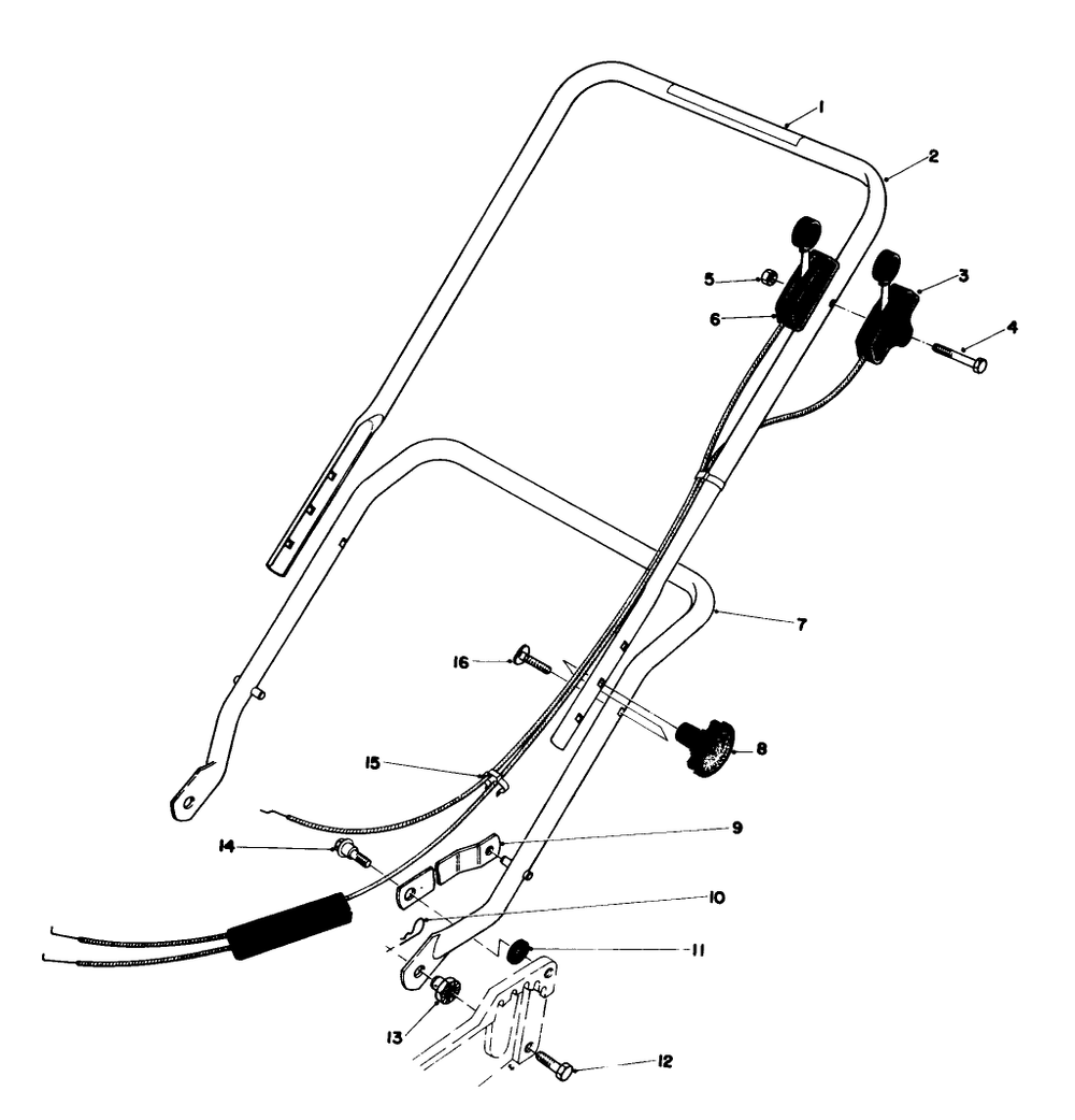 Handle Assembly Diagram and Parts List for 20755 1000001 - 1999999 Toro Lawn Mower