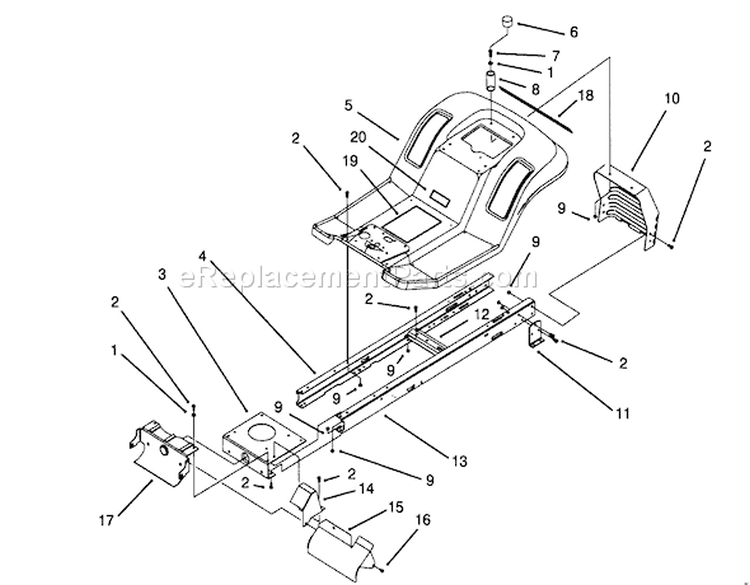 Frame Assembly Diagram and Parts List for 71182 4900001-4999999 - 1994 Toro Lawn Tractor
