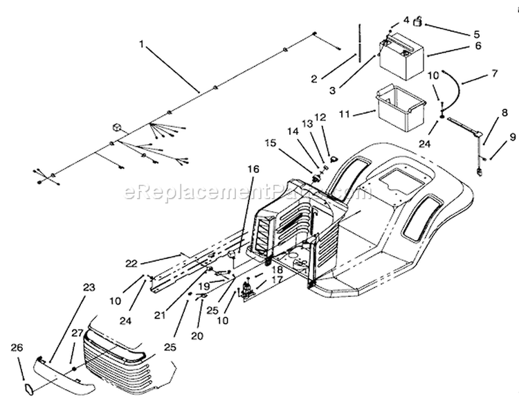 Electrical Assembly Diagram and Parts List for 71182 4900001-4999999 - 1994 Toro Lawn Tractor