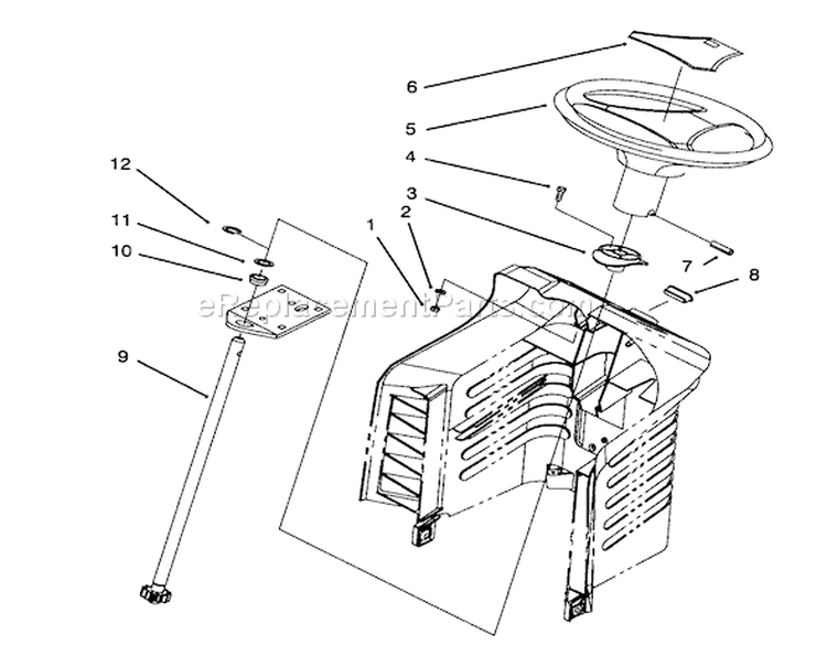 Steering Assembly Diagram and Parts List for 71182 4900001-4999999 - 1994 Toro Lawn Tractor