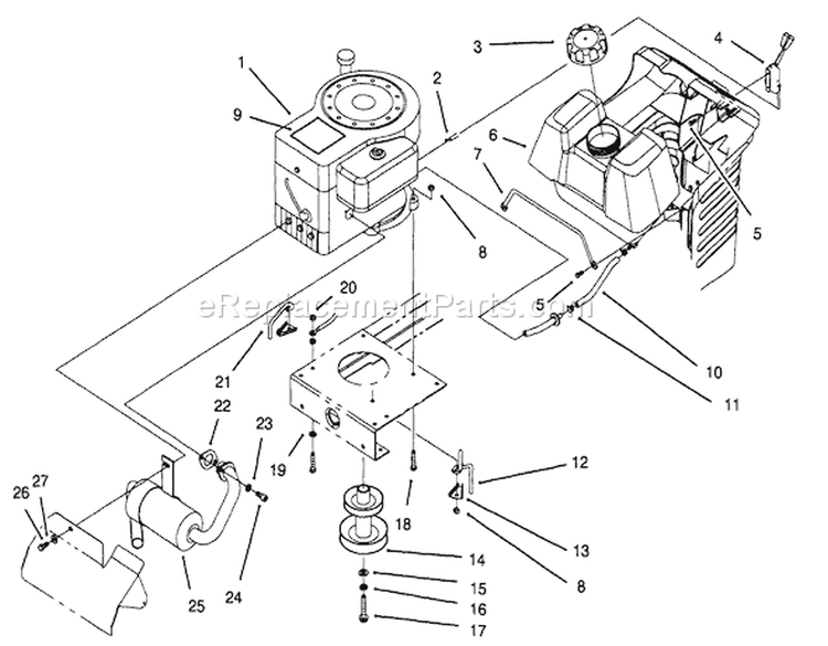 Engine Assembly Diagram and Parts List for 71182 4900001-4999999 - 1994 Toro Lawn Tractor