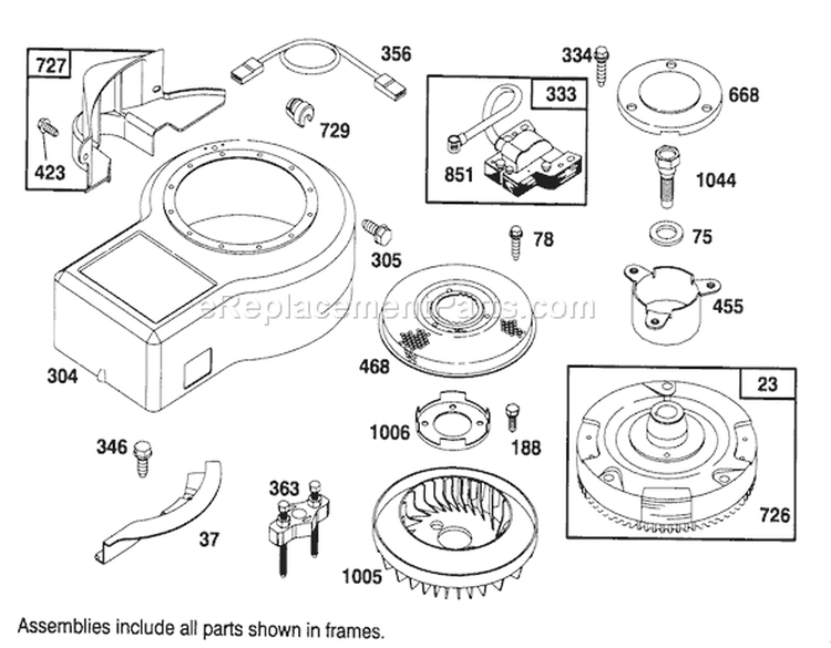 Engine Briggs & Stratton Model 282707-0119-01 Diagram and Parts List for 71182 4900001-4999999 - 1994 Toro Lawn Tractor