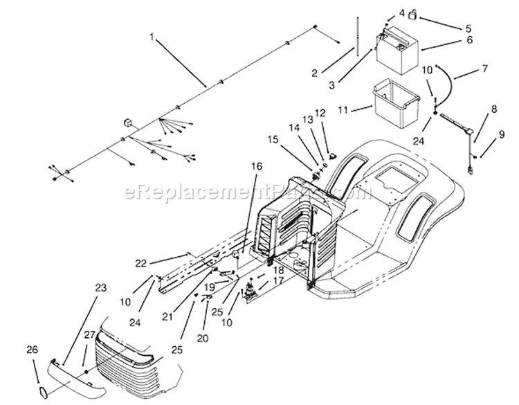 Electrical Assembly Diagram and Parts List for 71200 5900001-5910000 - 1995 Toro Lawn Tractor