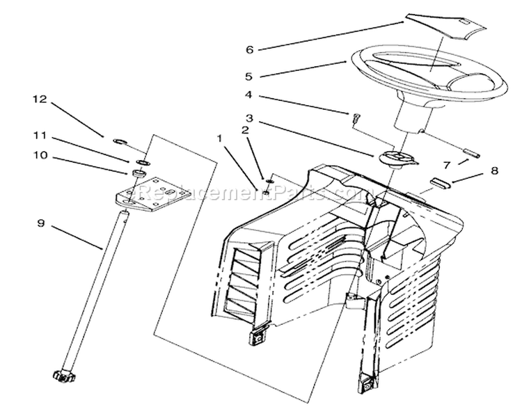 Steering Assembly Diagram and Parts List for 71200 5900001-5910000 - 1995 Toro Lawn Tractor