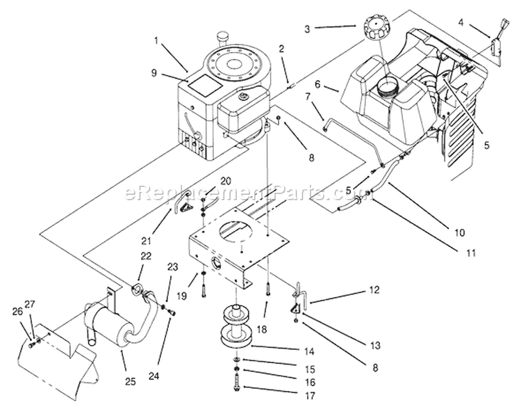 Engine Assembly Diagram and Parts List for 71200 5900001-5910000 - 1995 Toro Lawn Tractor