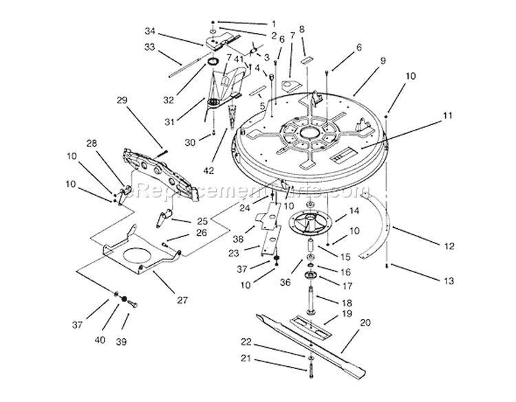 Deck & Spindle Assembly (32" Cutting Unit) Diagram and Parts List for 71182 5910001-5999999 - 1995 Toro Lawn Tractor