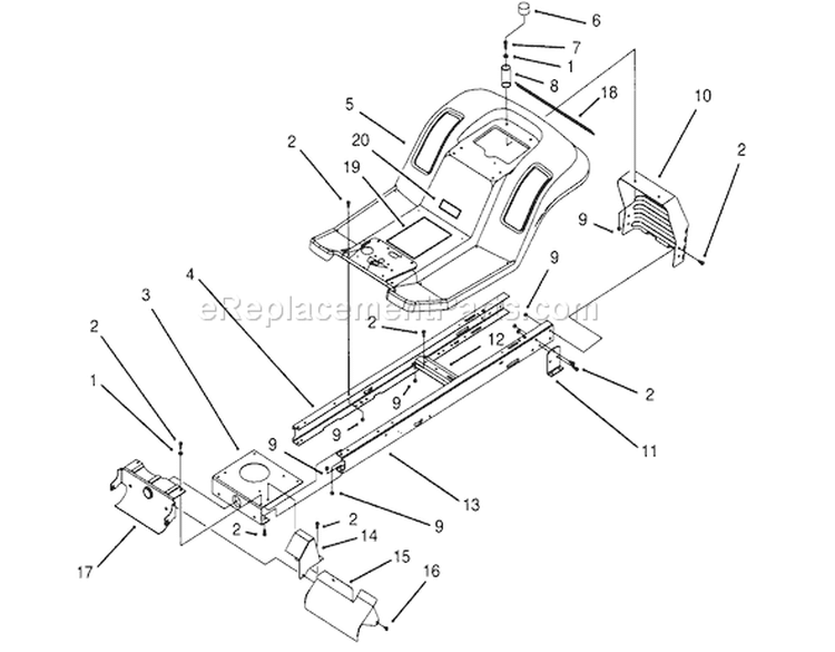 Frame Assembly Diagram and Parts List for 71182 5910001-5999999 - 1995 Toro Lawn Tractor